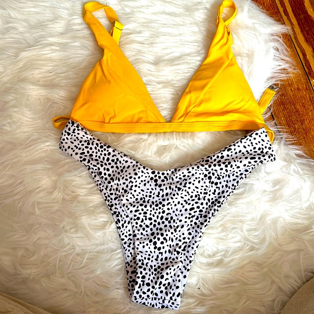 Zaful size small yellow and animal print bikini